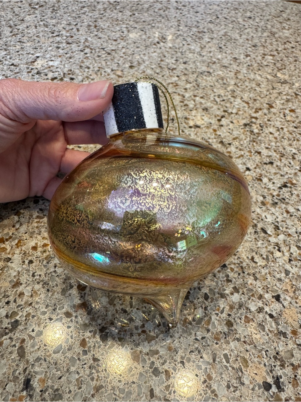 MacKenzie-Childs Iridescent Gold Glass Holiday Ornament